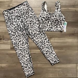 Marika Black and White Leopard Print Activewear Set